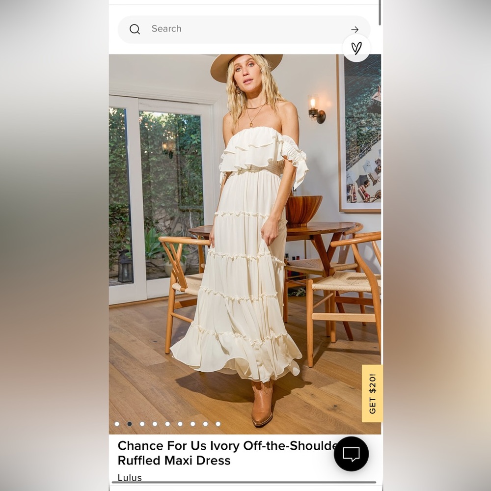 Ivory off the shoulder dress